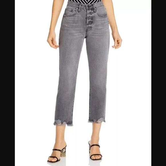 Frame Le Original Distressed Raw Edge Cropped Jeans in Acera Chew - Picture 1 of 10